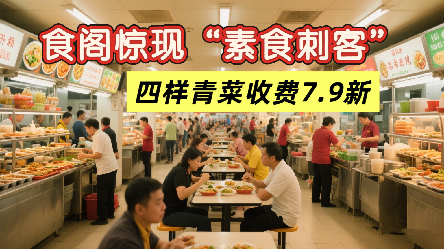 淡滨尼食阁惊现“素食刺客”：四样青菜收费$7.9，摊主称“蘑菇腐皮算肉类”